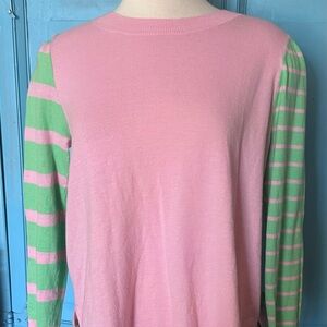 Zaket & Plover Pink and Green Striped Sweater